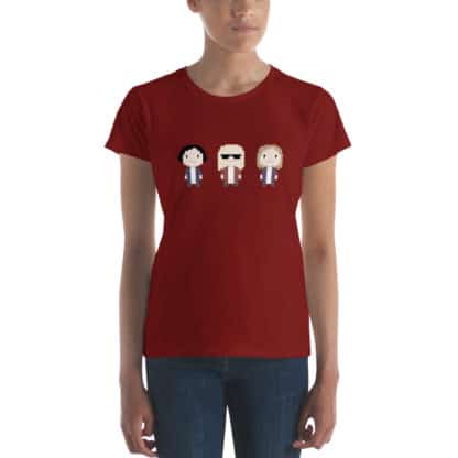 t shirt three cartoon figures red