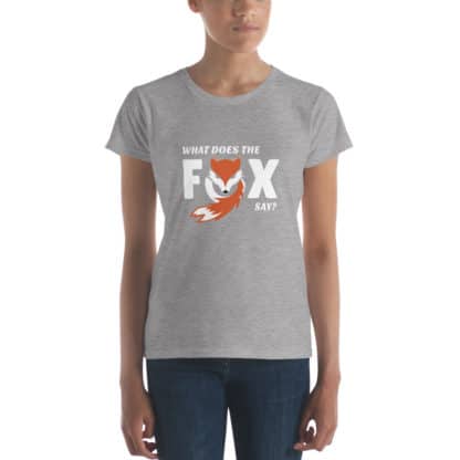 t shirt what does the fox say grey