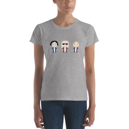 t shirt three cartoon figures grey