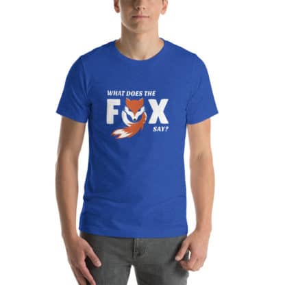 T shirt what does the fox say blue