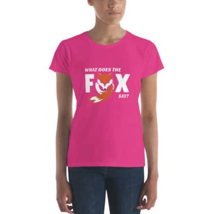 t shirt what does the fox say pink