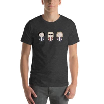 t shirt three cartoon figures grey