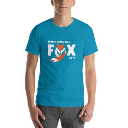 T shirt what does the fox say blue