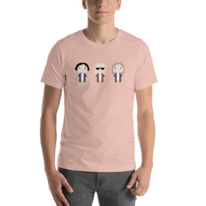 t shirt three cartoon figures pink