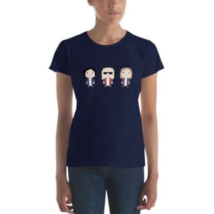 t shirt three cartoon figures navy