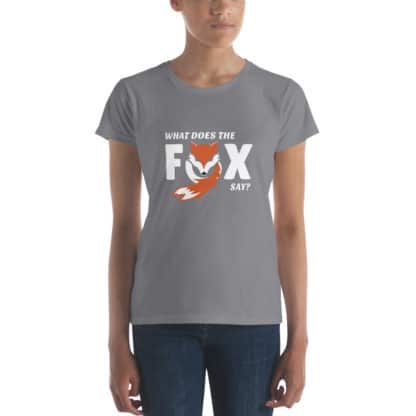 t shirt what does the fox say grey