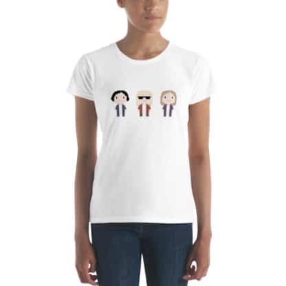 t shirt three cartoon figures white