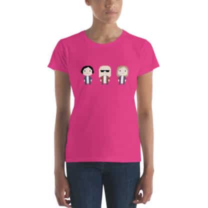 t shirt three cartoon figures pink