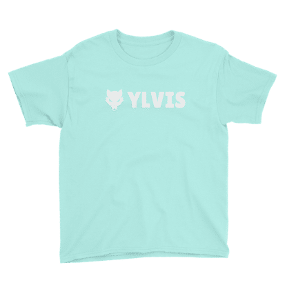 fox t shirt text ylvis light aqua